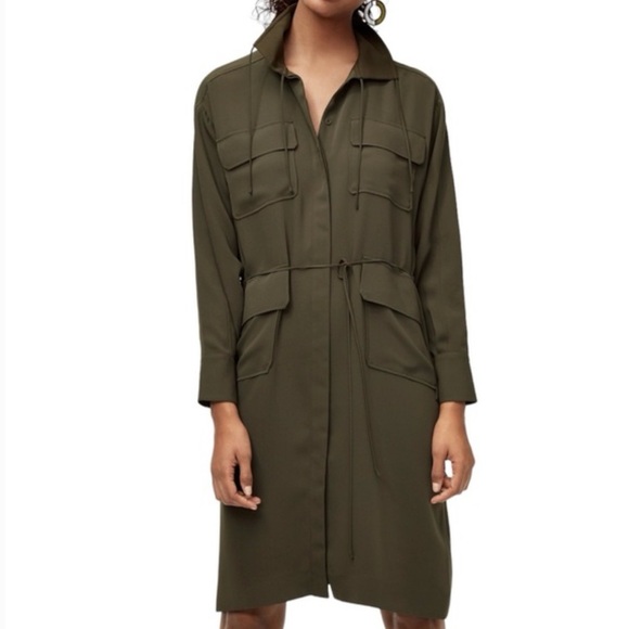 Sz 2 Aritzia BABATON Howitt Button Down Dress in Olive - Picture 1 of 13